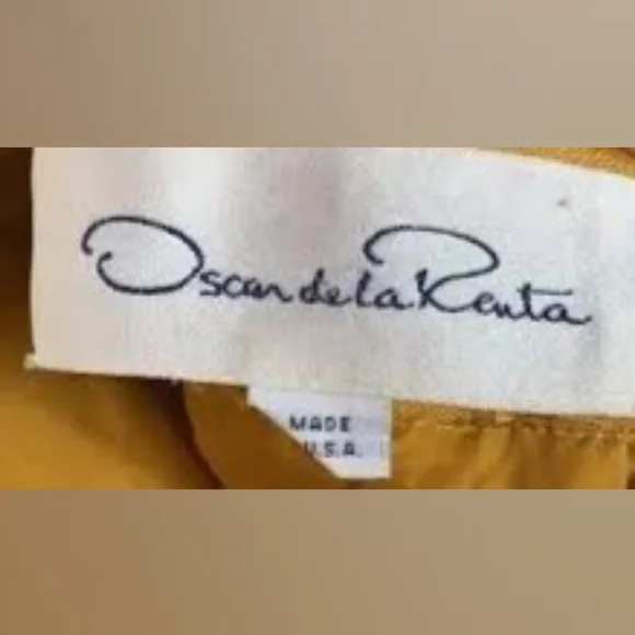 $2,500 OSCAR DE LA RENTA EXQUIS SILK LINEN MARIGOLD RUNWAY SKIRT US M